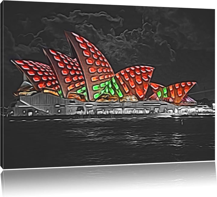 beeindruckendes Sydney Opera House bei Nacht schwarz/weiss Deluxe Format: 100x70 cm auf Leinwand, XX