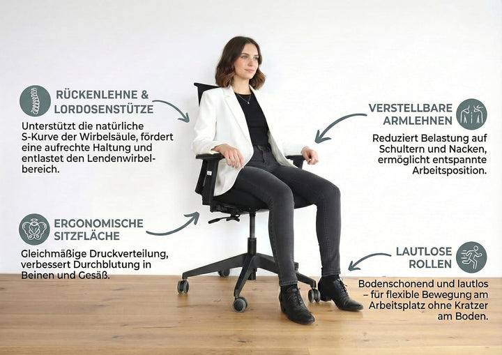 Start, Bürostuhl, für Einsteiger, Unternehmen, Start-Ups, viele ergonomische Funktionen, ergonomisch