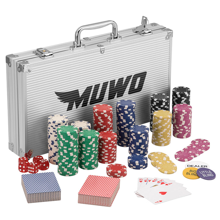 MUWO "All In Pokerkoffer-Set mit 300 Chips oder mit 500 Chips Casino Komplettset im praktischem Aluk