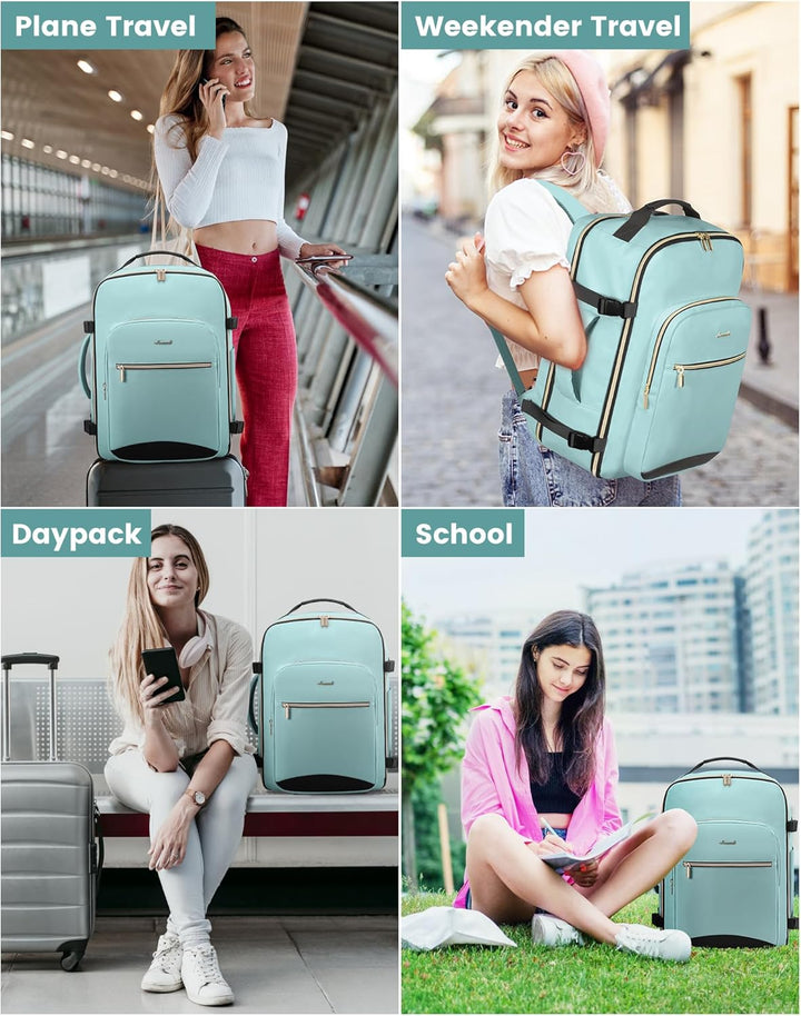 LOVEVOOK Handgepäck Rucksack Flugzeug, 40L Gross Reiserucksack Damen Kofferrucksack, Wasserdicht Rei