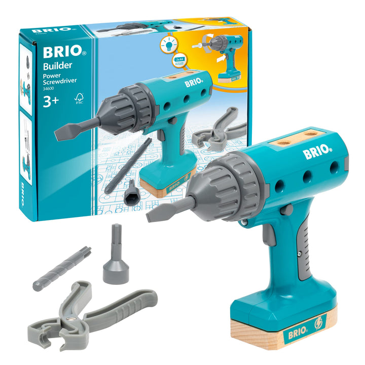 BRIO Builder - 34600 Builder Akkuschrauber - Entwicklungsförderndes Rollenspiel- & Konstruktionsspie