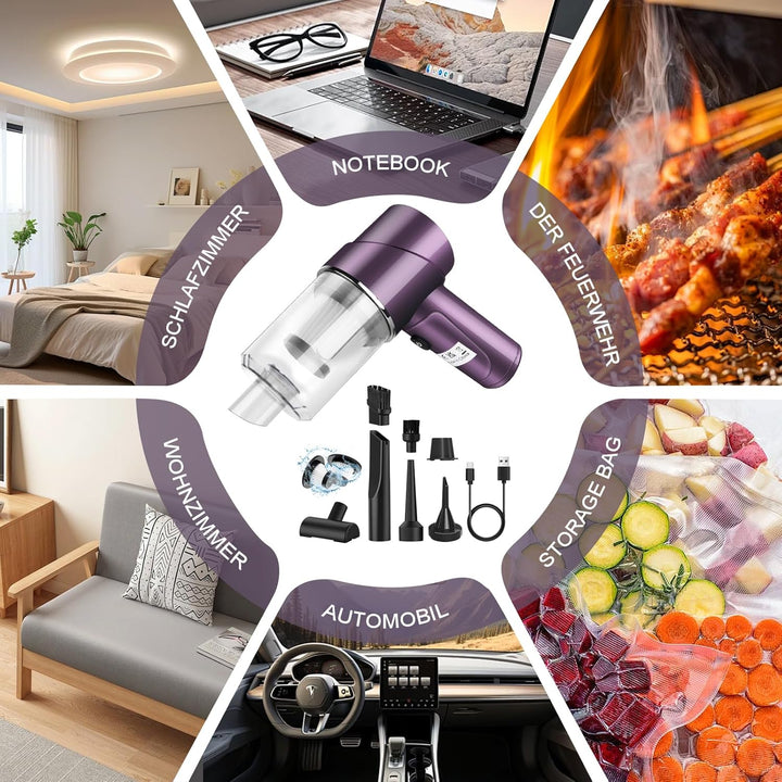 Handstaubsauger Akku Kabellos 9000Pa Mini Staubsauger Auto Wiederaufladbar mit 120W/12V High Power,S