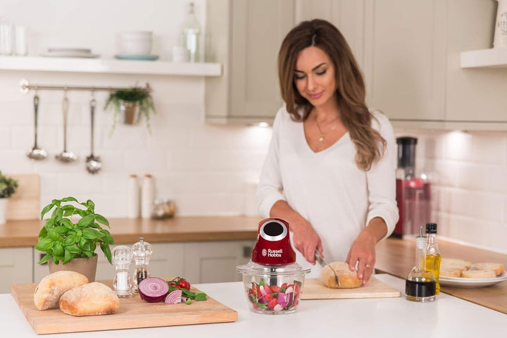 Russell Hobbs Zerkleinerer elektrisch Mini [Glasbehälter inkl. Aufbewahrungsdeckel] Desire Rot (500m