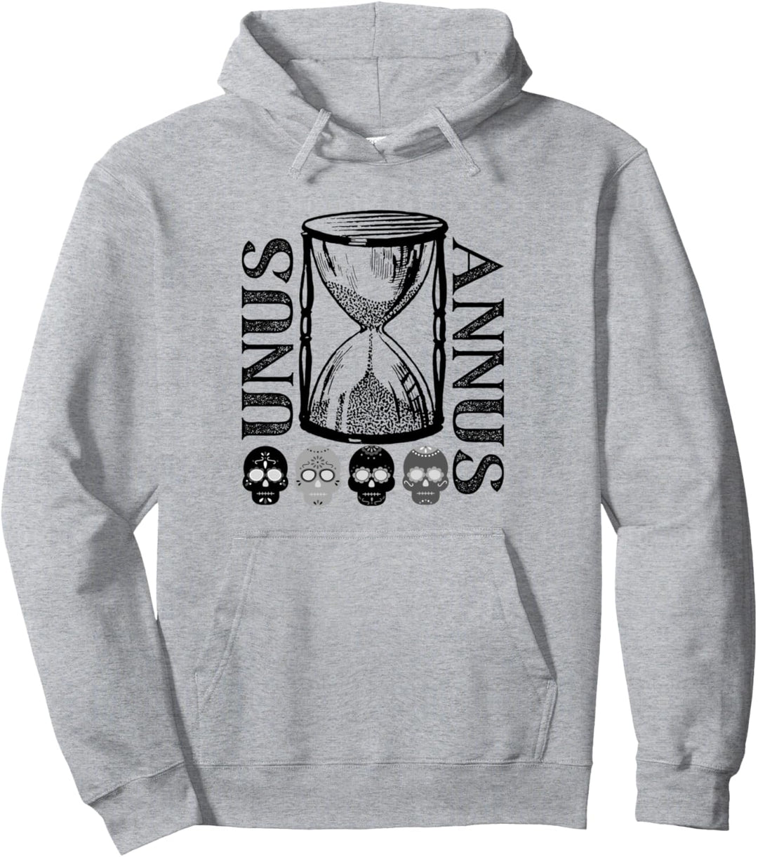 Unus Annus T-Shirt verfügt über Sanduhr und Schädel Pullover Hoodie