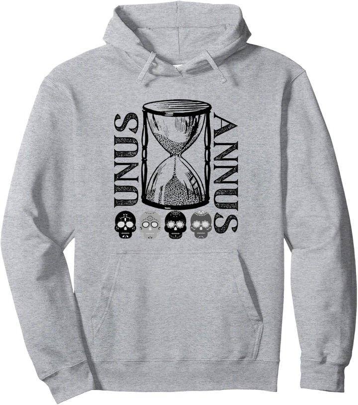 Unus Annus T-Shirt verfügt über Sanduhr und Schädel Pullover Hoodie