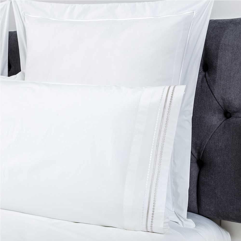 COTTON ARTean Bettwäsche-Set, bestickt, 100 % Baumwolle, Fadenzahl 200, Modell Gold, Weiss, Bett 135