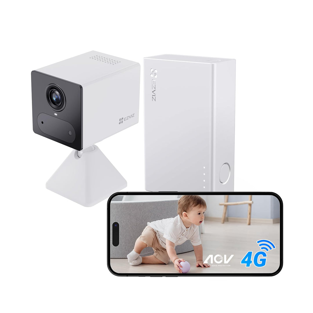 EZVIZ CB2 4G mit Power Partner 5200 mAh Akku, 4G LTE Überwachungskamera Innen, Large Standby, CB2 Ki