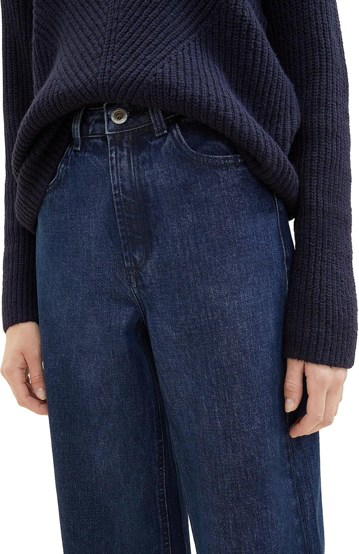 TOM TAILOR Damen High Waist Culotte Jeans mit weitem Bein 28W / 32L 10113 - Clean Mid Stone Blue Den