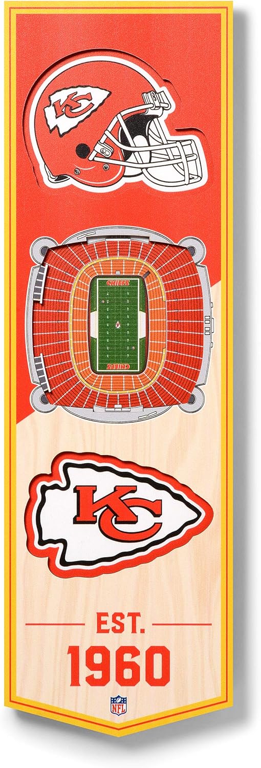 YouTheFan NFL 3D Stadion Banner, 15,2 x 48,3 cm Kansas City Chiefs, Kansas City Chiefs