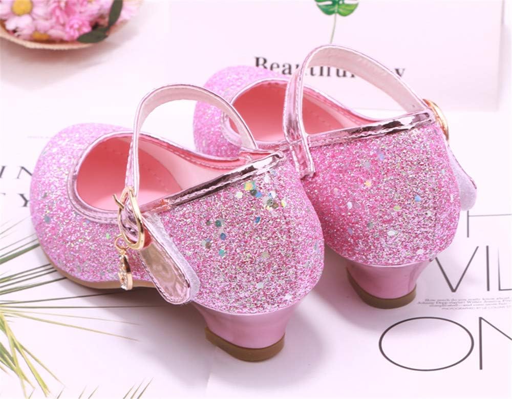 YOSICIL Mädchen Schuhe Prinzessin Festliche Schuhe Niedriger Absatz Glitzer Schuhe Kinder Hochzeit S