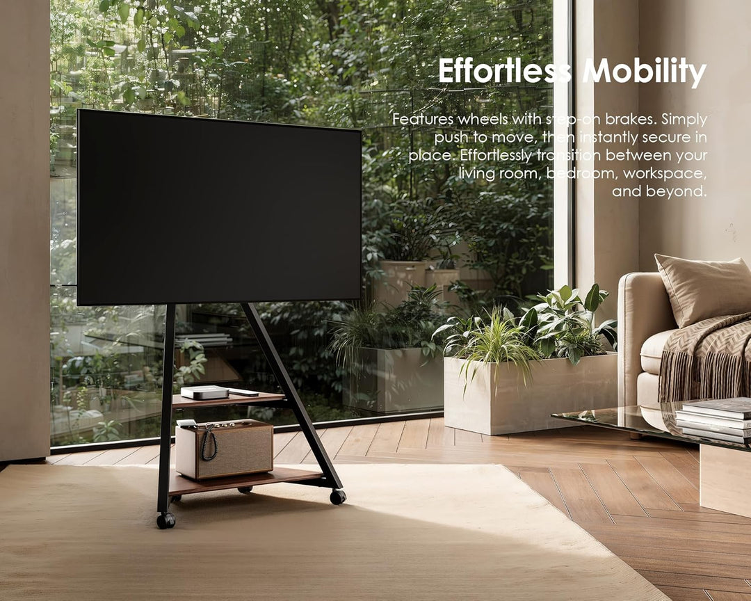FITUEYES Design TV Ständer Rollbar, Mobiler TV Stand mit Rollen für 32 40 43 55 65 Zoll Flach & Curv
