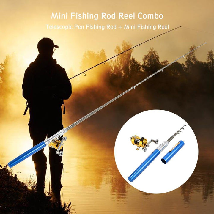 Lixada Mini Angel Reel Combo Kit, Pen Angelrute + Fishing Wheel + Angelschnur + Weiche Köder + Hooks