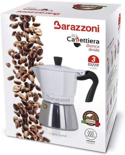 Barazzoni Espressokocher Ibrida 6 TZ, induktionsgeeignet, Stahl Stahl 6 Tazze, Stahl 6 Tazze