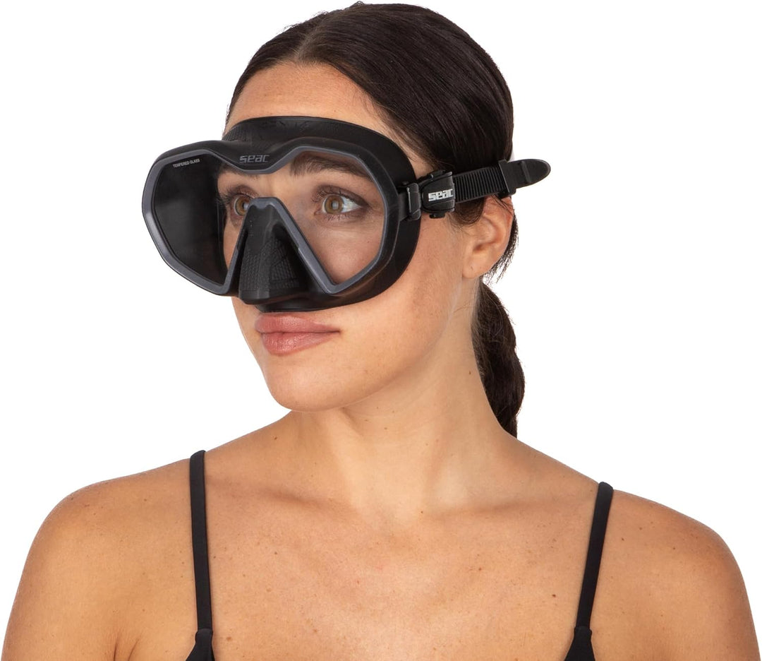 Seac Icona, rahmenlose Einglas-Tauchmaske, 100% Made in Italy schwarz/anthrazit, schwarz/anthrazit