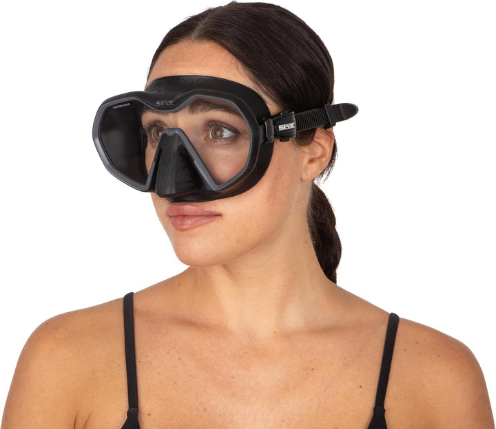 Seac Icona, rahmenlose Einglas-Tauchmaske, 100% Made in Italy schwarz/anthrazit, schwarz/anthrazit