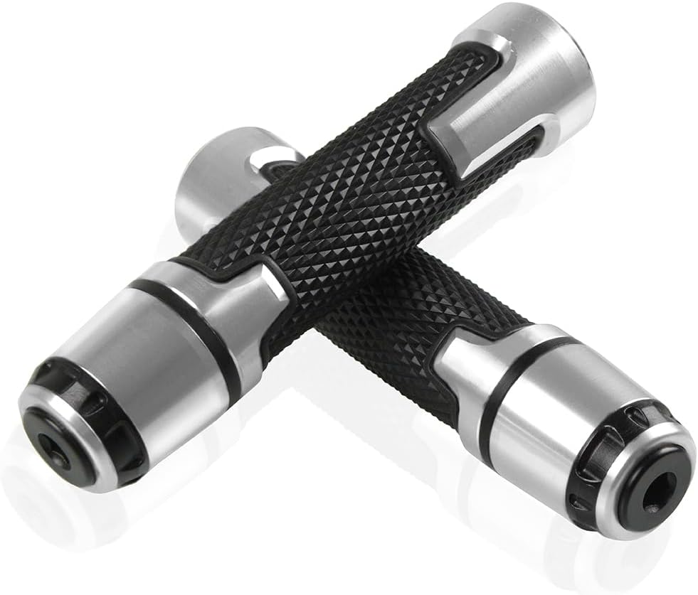 22mm 7/8'' Universelle Lenkergriffe mit Griffenden für GSXR 125 250 300 600 750 1000 Silber, Silber