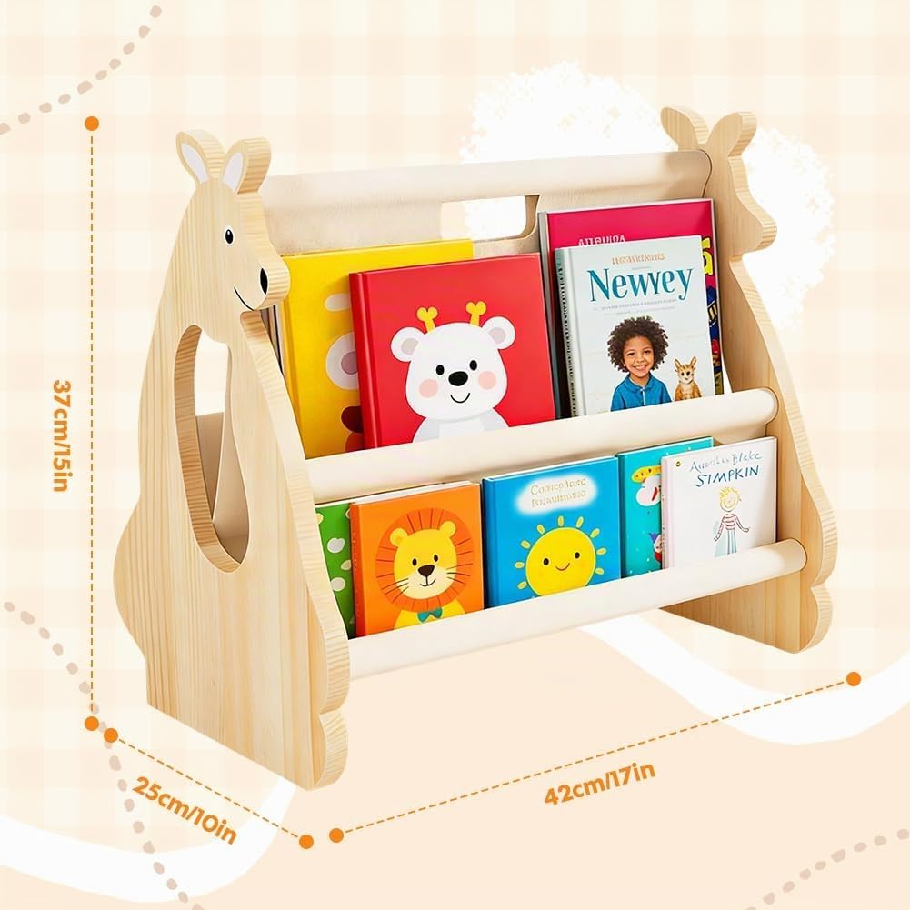 Kinder Bücherregal aus Holz, Bücherregal Kinder, Buch-Organizer für Kinderzimmer, Montessori Stil, T