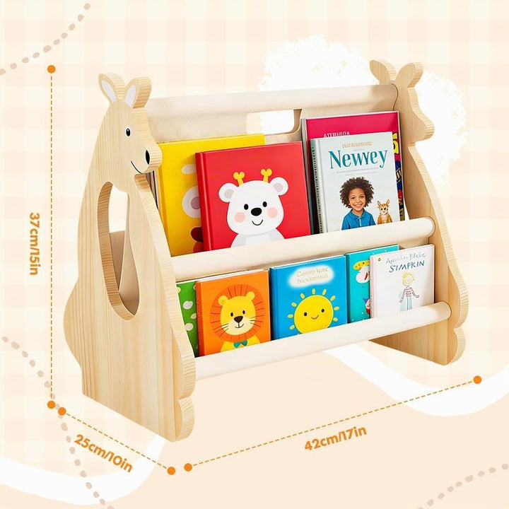 Kinder Bücherregal aus Holz, Bücherregal Kinder, Buch-Organizer für Kinderzimmer, Montessori Stil, T