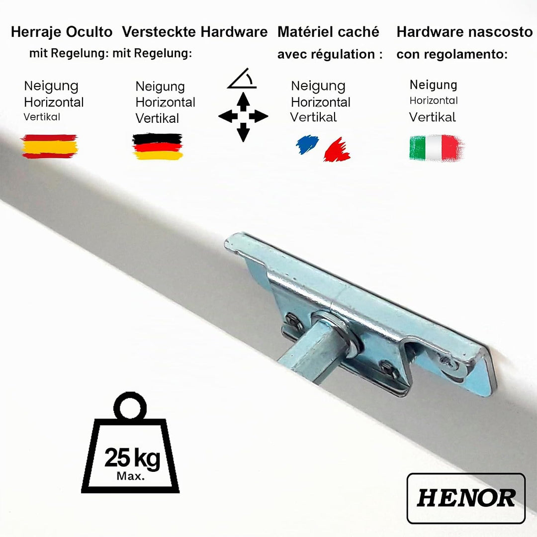 Henor Wandregal FSC® Holzwandregal 110 x 20 x 2.5 cm. Laden Sie 25 kg. Weiss 110 Weiss, P-20 Cm., 11