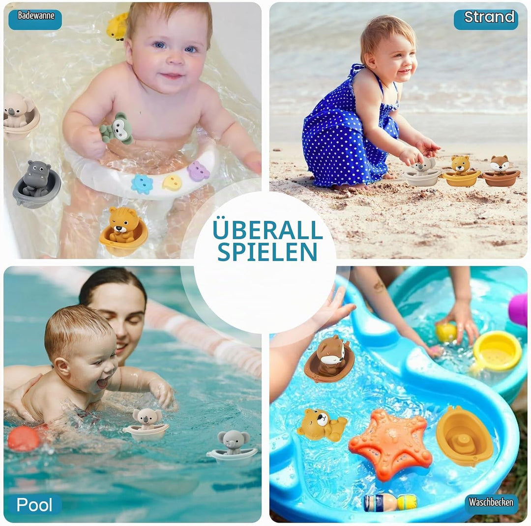 LYNSAN 12 Stück Badewannenspielzeug Badespielzeug Baby Silikon Badewanne Spielzeug Wasserspielzeug S