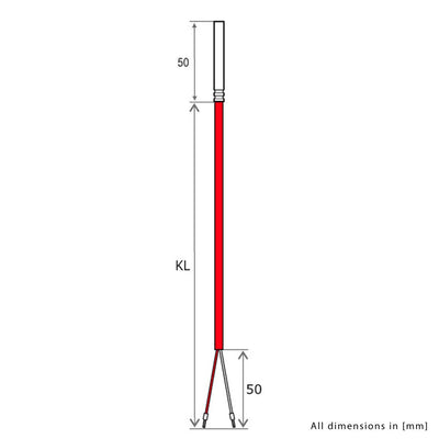 iOVEO 036HS01202 - PT100 Temperaturfühler/Kabelfühler/Solarfühler/Temperatursensor mit Silikon-Leitu