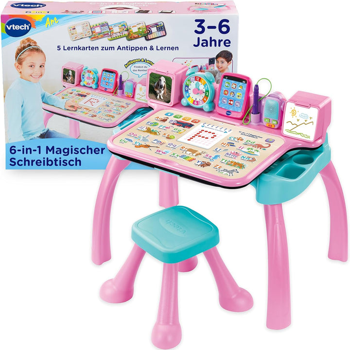 Vtech 6-in-1 Magischer Schreibtisch I Interaktive Lernstation mit Licht & Ton I Kreatives Set zum Sc