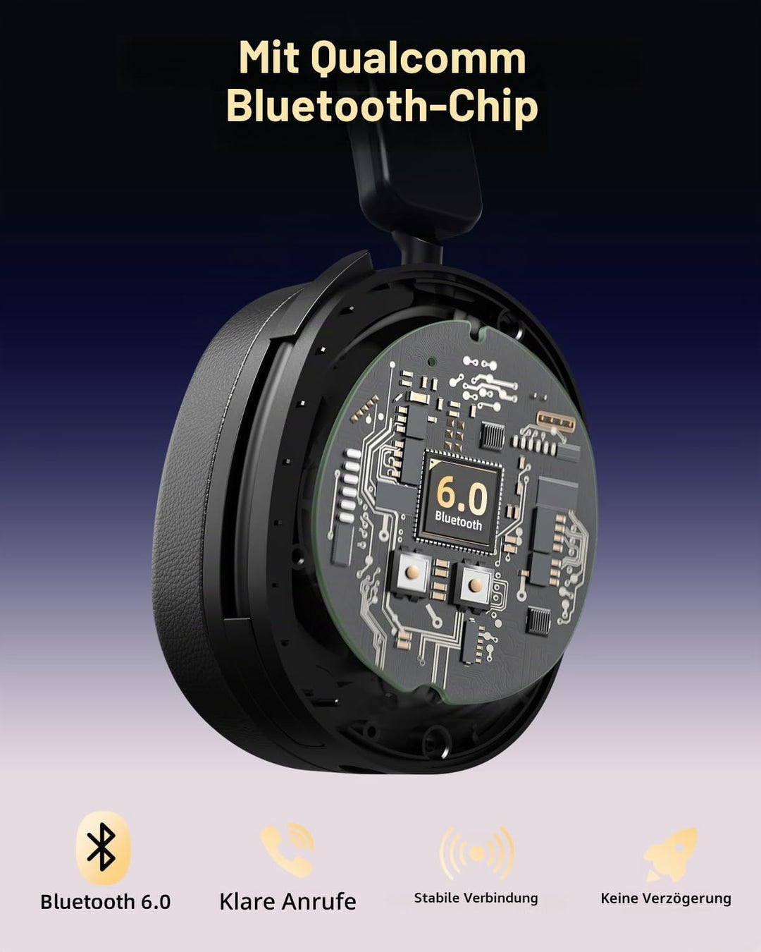 Wantek Kabelloses Bluetooth-Headset mit Mikrofon mit Geräuschunterdrückung, kompatibel mit Windows,