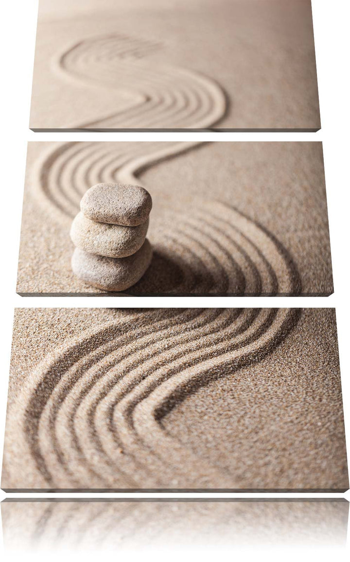 Pixxprint Wellenmuster im Sand als Leinwandbild/Grösse: 3 Teilig (120x80) cm/Wandbild/Kunstdruck/fer