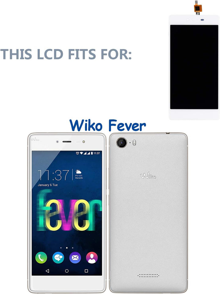 swark LCD Display Compatible with Wiko Fever Weisse (ohne Rahmen) Touchscreen Bildschirm Digitizer A