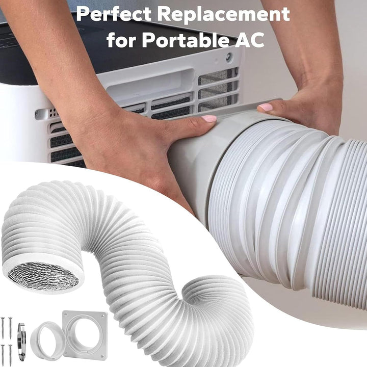 Mobile Klimaanlage Abluftset 150cm 4 Zoll PVC-Alu Flexschlauch Wandanschluss Platte Wandmontage Ersa