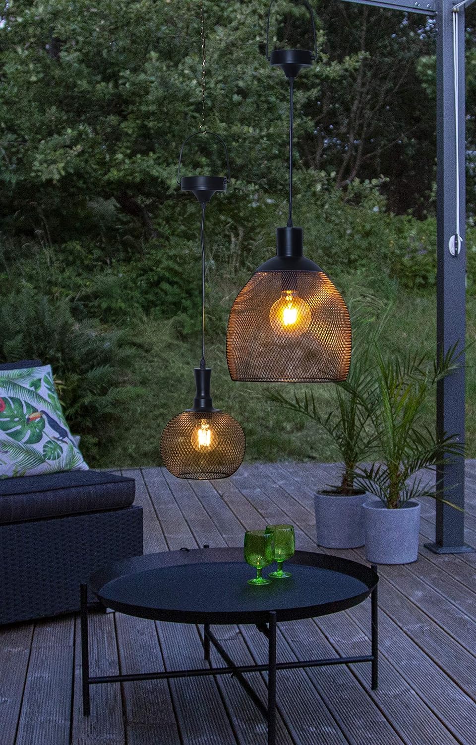 LED Solar Lampe hängend schwarz 19x24cm 481-70