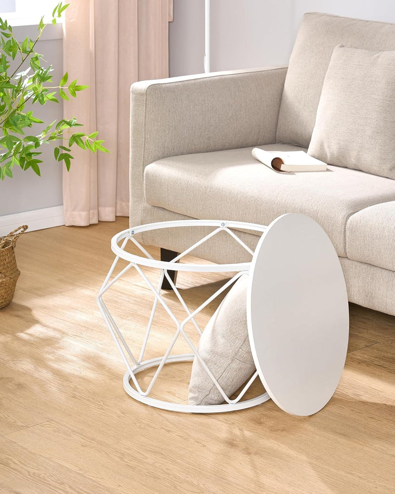 Hzuaneri Couchtisch rund, 2er Set Beistelltische, Beistelltisch-Set mit Metallrahmen, Kleiner Beiste