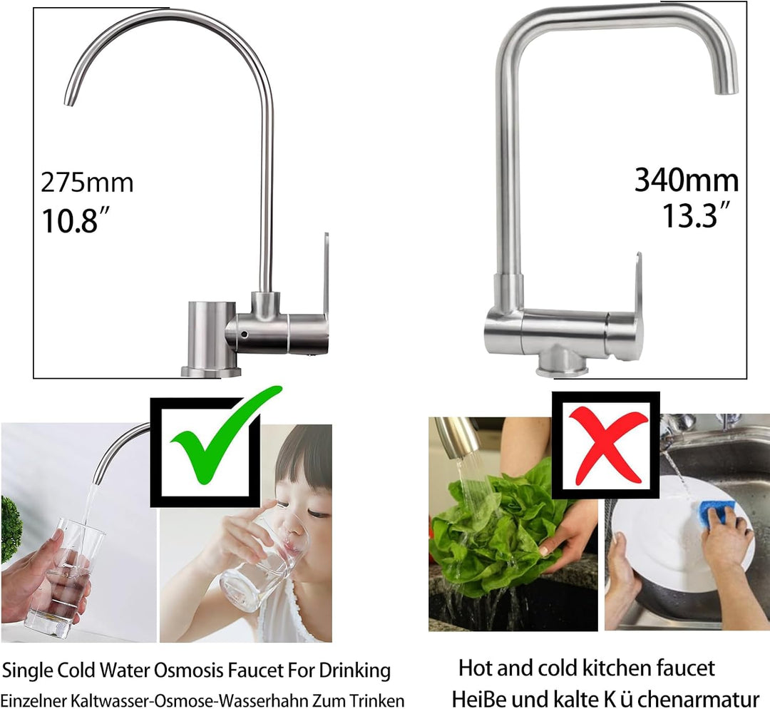 Klappbarer Osmoseanlage Wasserhahn Kaltwasserhahn Umkehrosmose Wasserhahn Gebürstetes Nickel, Gebürs