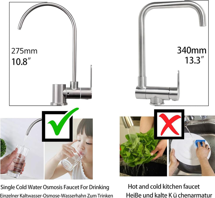 Klappbarer Osmoseanlage Wasserhahn Kaltwasserhahn Umkehrosmose Wasserhahn Gebürstetes Nickel, Gebürs