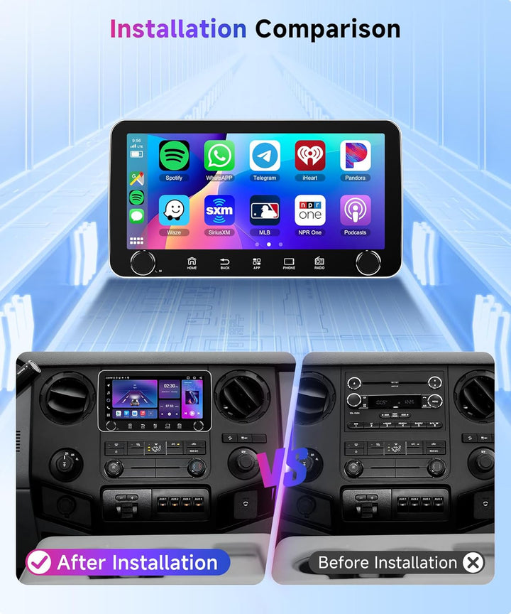 Rimoody 2+64G Autoradio 1 Din Wireless Carplay Android Auto 10.36 Zoll IPS 360° Drehbarer Bildschirm