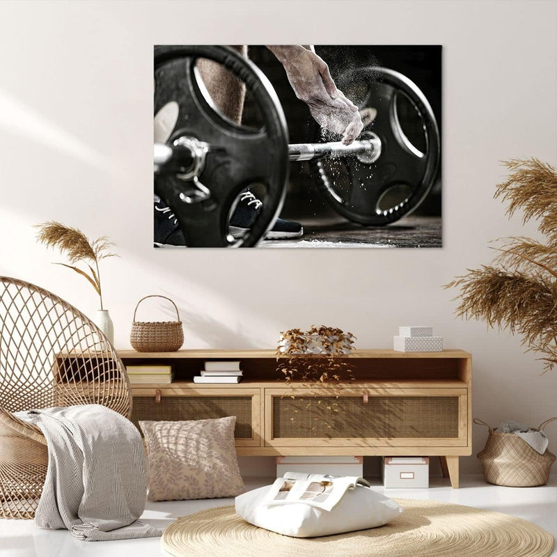 Bilder auf Leinwand 100x70cm Leinwandbild Sport athlet anheben fitness Gross Wanddeko Bild Schlafzim