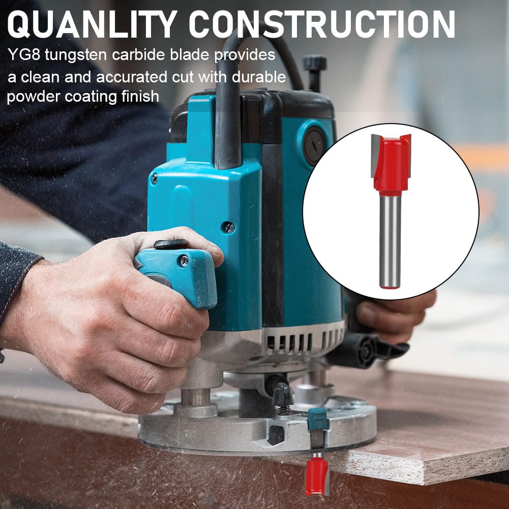 flintronic Fräser-Set, 6.35MM Fräsen Werkzeug Set, 15-tlg Holzkoffer Geschmiedeter Werkzeugstahl Obe
