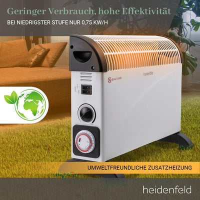 Heidenfeld elektrische Konvektorheizung HL200 | 3 Jahre Garantie - 2000 Watt - Konvektor - Thermosta