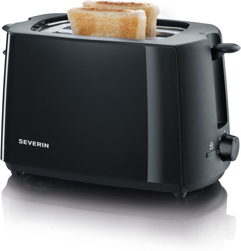 SEVERIN Wasserkocher, 1,5 L, ca. 2.200 W, WK 3498, Schwarz & 2287-000 Automatik-Toaster, Inkl. Brötc