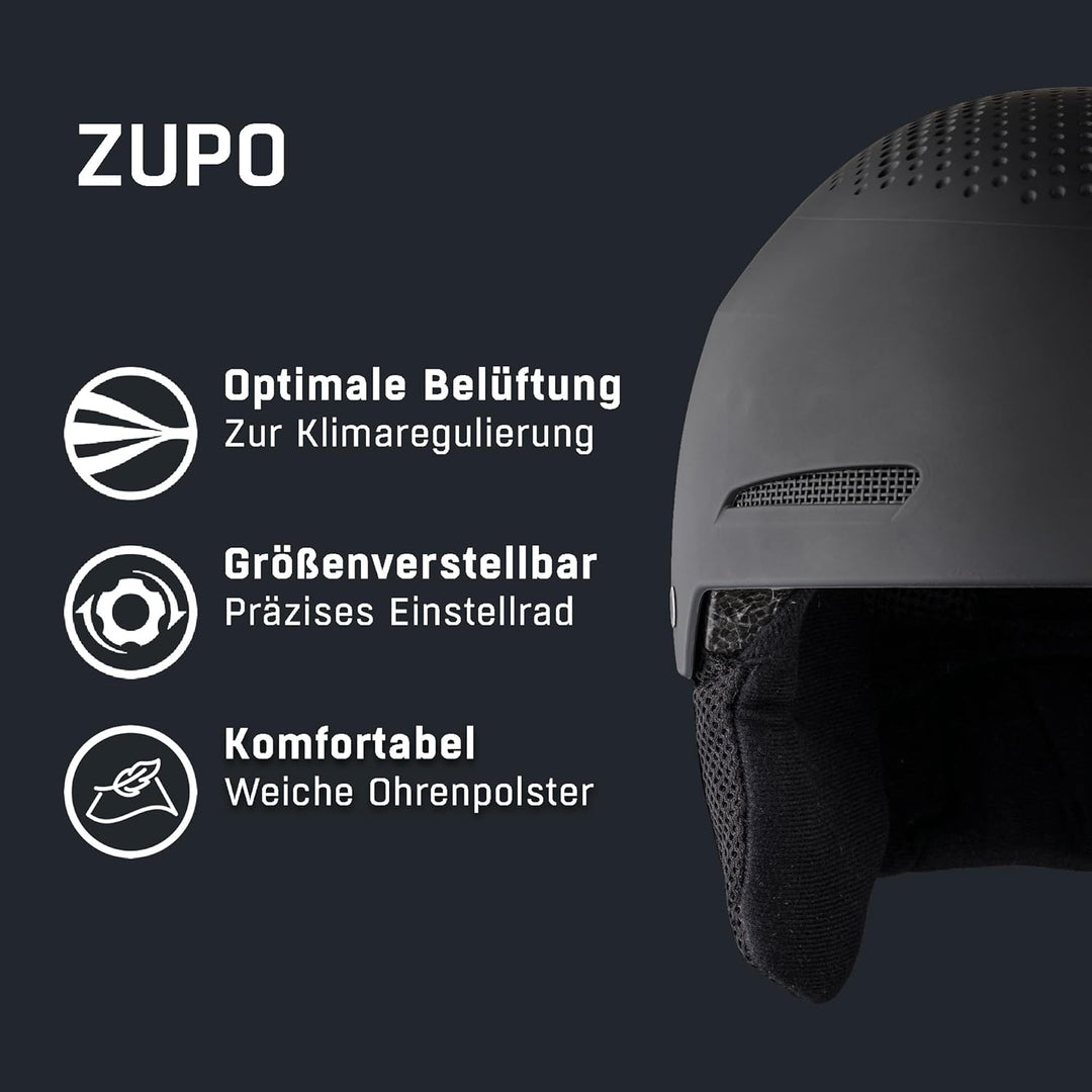 ALPINA ZUPO - Sicherer, Stossabsorbierender, Belüfteter & Schlagfester Skihelm Für Kinder black matt