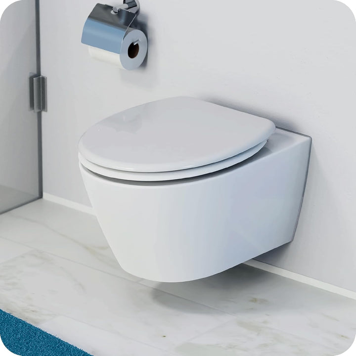 Toilettendeckel mit Absenkautomatik - WC Sitz mit Softclose, Schnellverschluss & Befestigung 12-20 c