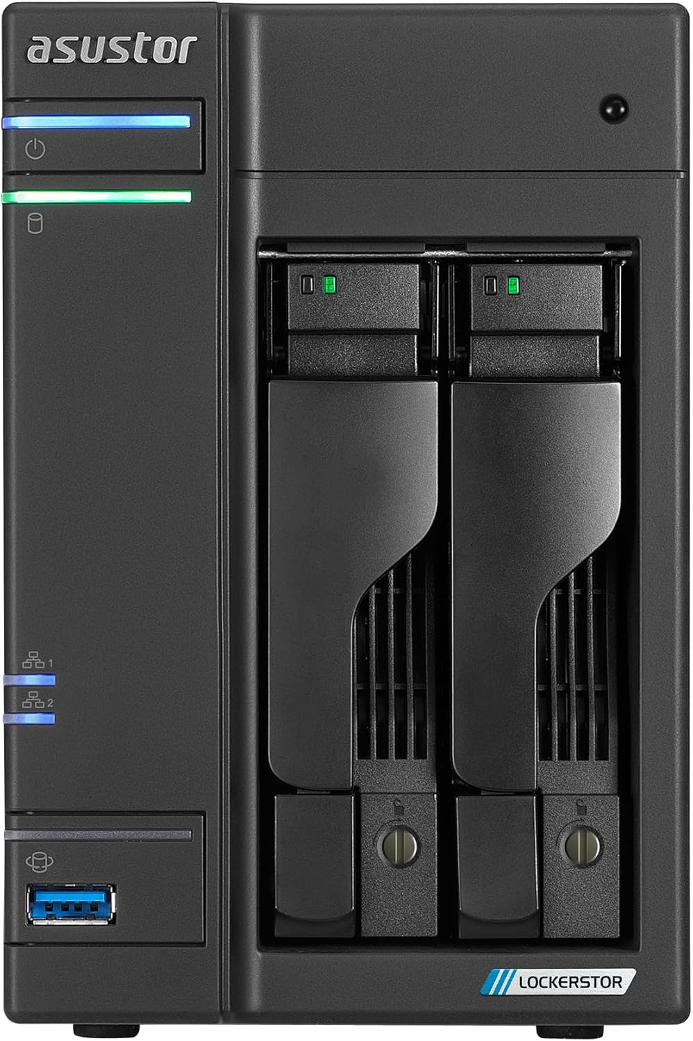 Asustor Lockerstor 2 Gen2+ AS6702T v2 2 Bay NAS Storage, Intel Quad-Core 2.0GHz CPU, Dual 5GbE Ports