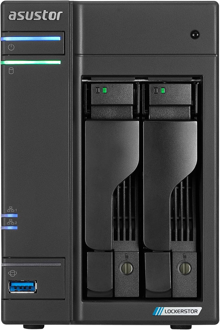 Asustor Lockerstor 2 Gen2+ AS6702T v2 2 Bay NAS Storage, Intel Quad-Core 2.0GHz CPU, Dual 5GbE Ports