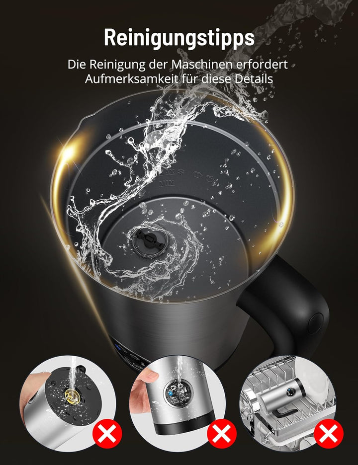 PARIS RHÔNE Milchaufschäumer, 4 in 1 Milchaufschäumer Elektrisch mit Griff, 300ml Milchaufschäumer I