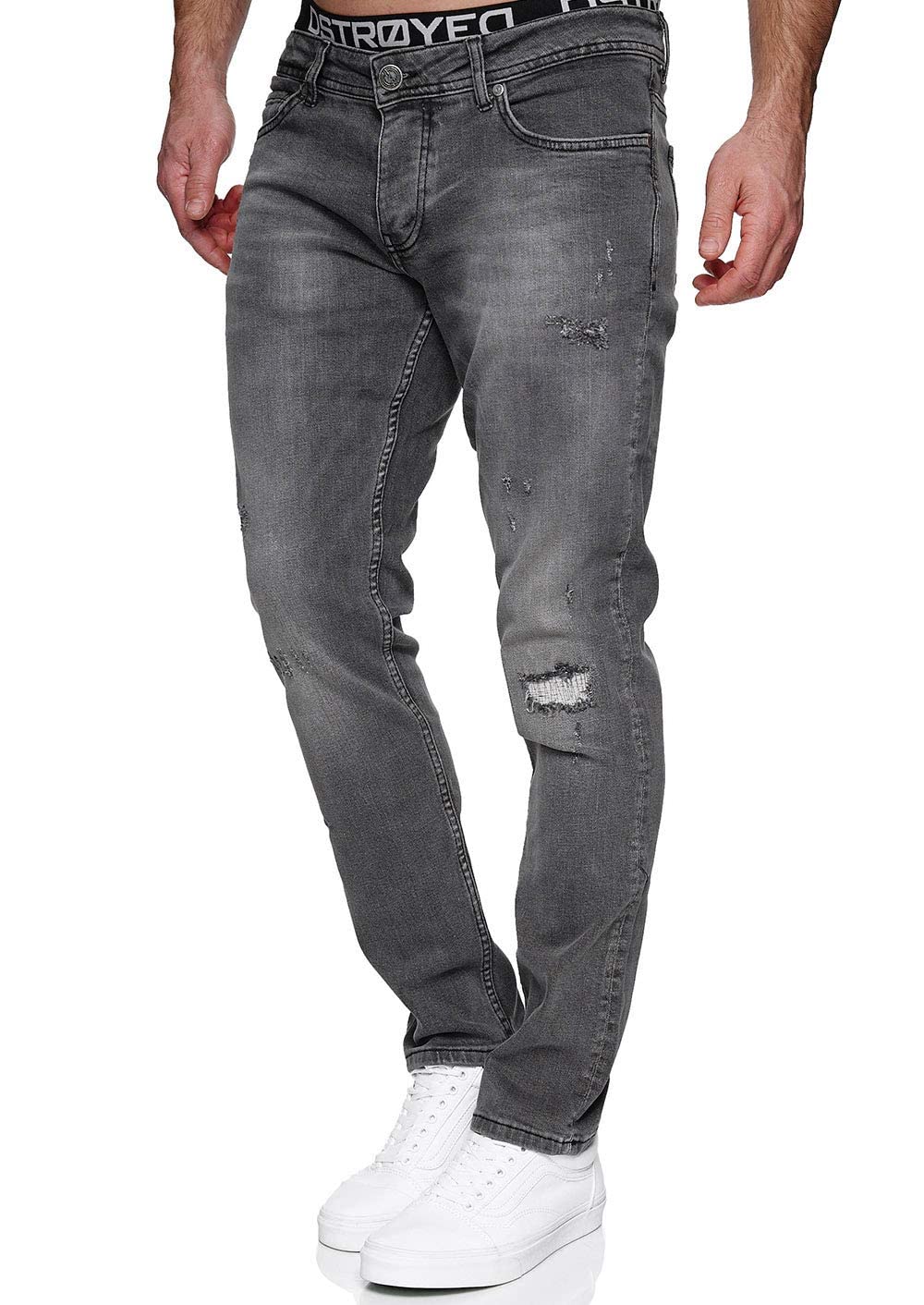 MERISH Jeans Herren Slim Fit Jeanshose Stretch Denim Designer Hose 1507 31W / 32L 1506-3 Grau, 31W /