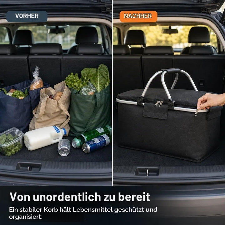 Einkaufskorb,Einkaufskorb Faltbar,Thermo Als Picknickkorb, Kühlbox Tragbare Mit Gepolsterten Griffen