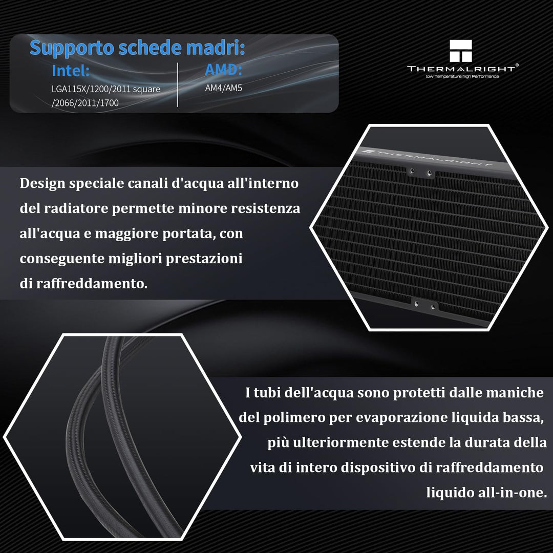 THERMALRIGHT Frozen Prism 360 Black Flüssig-CPU-Wasserkühler mit 120mm PWM-Lüfter,360 Black Cold Row