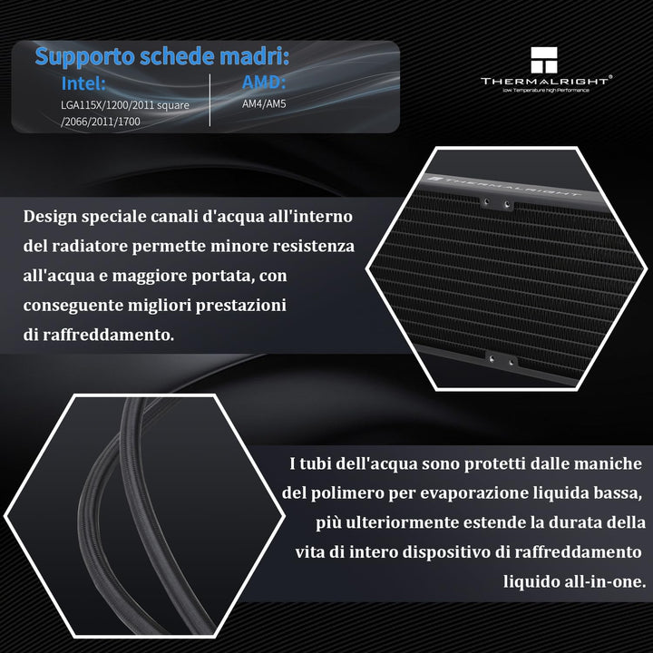 THERMALRIGHT Frozen Prism 360 Black Flüssig-CPU-Wasserkühler mit 120mm PWM-Lüfter,360 Black Cold Row