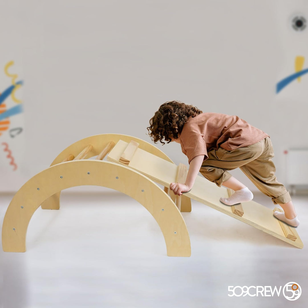 509 Crew Zoo 2in1 Kletterbogen mit Rutsche/Kletterbrett-Set, Indoor- und Outdoor-Spielhalle, Montess
