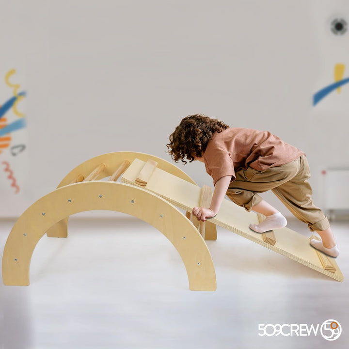 509 Crew Zoo 2in1 Kletterbogen mit Rutsche/Kletterbrett-Set, Indoor- und Outdoor-Spielhalle, Montess